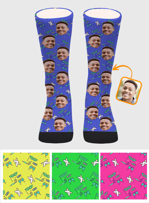 Individuelles Gesichtsmuster für Partys – personalisierte Socken für Söhne
