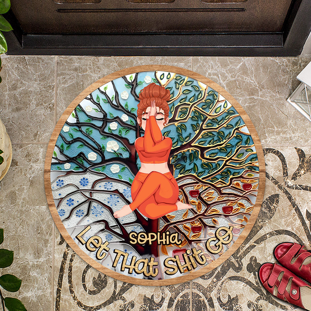 Let That Shit Go - Personalized Yoga Shaped Doormat