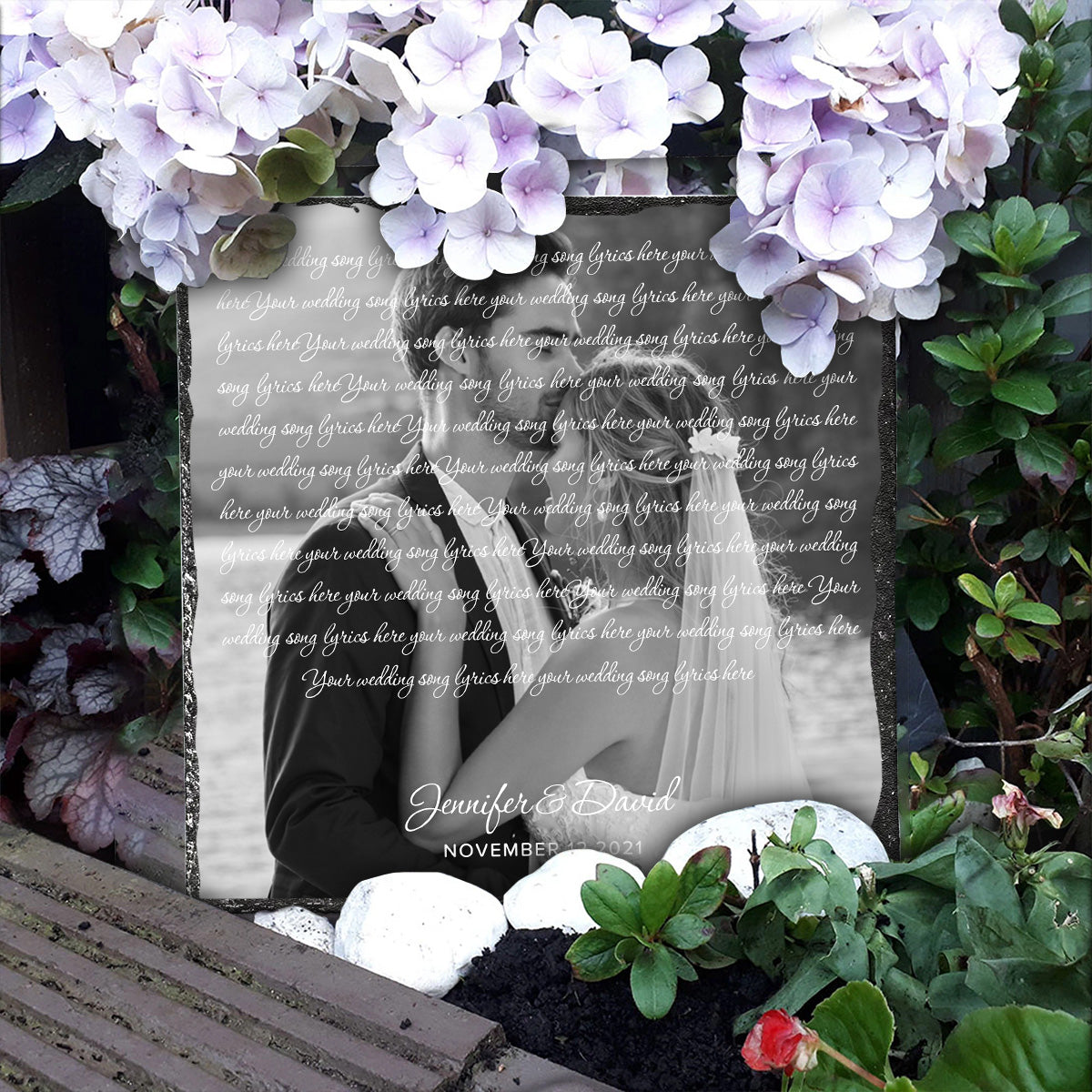 Du bist mein Sonnenschein – Personalisierter quadratischer Stein für Ehemann und Ehefrau