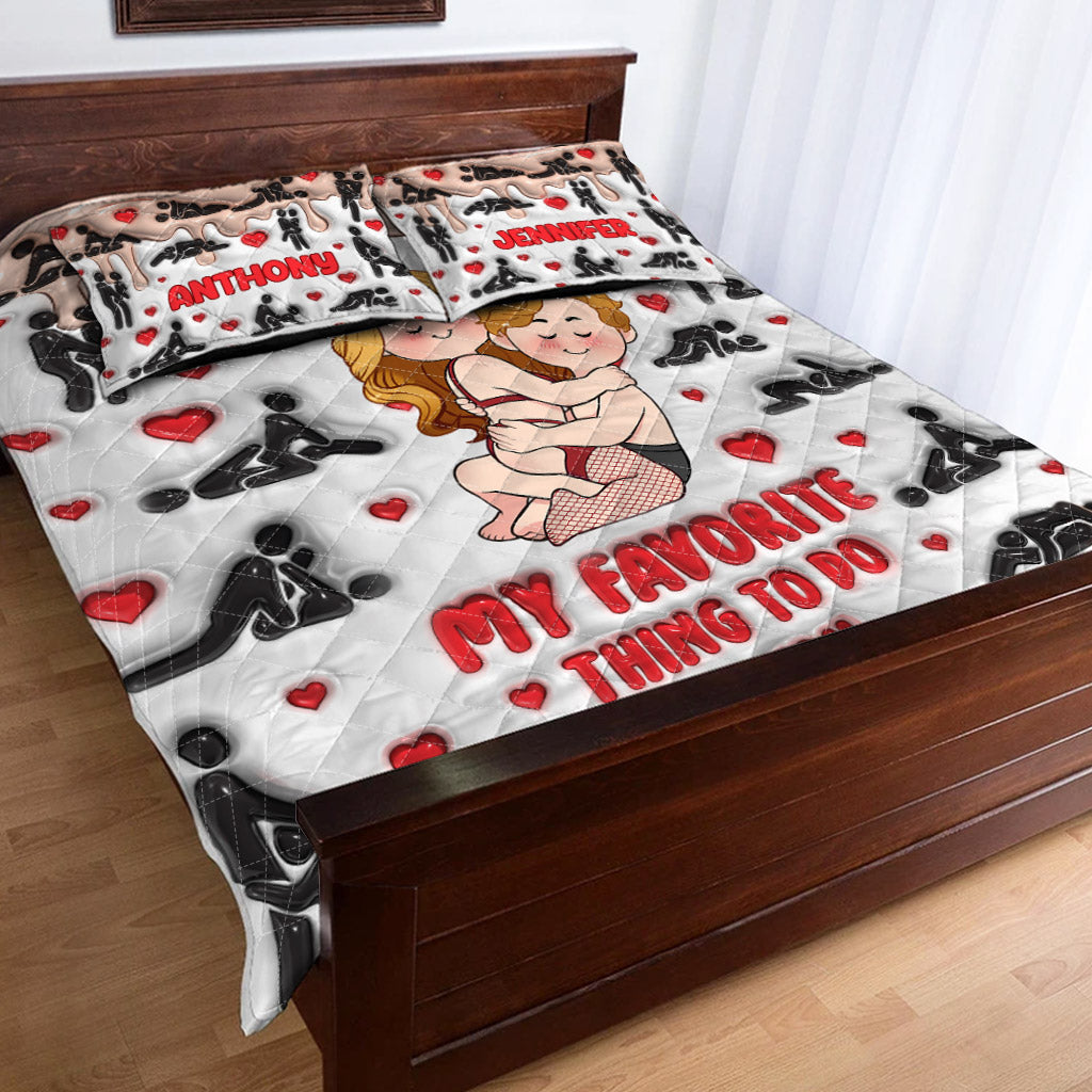 Mein Lieblingshobby ist mit dir – personalisiertes Quilt-Set für Paare