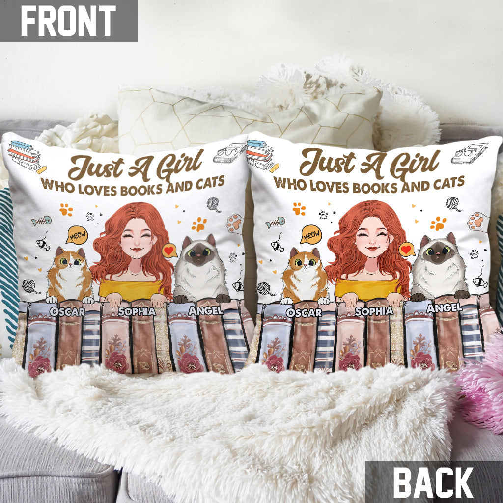 Ich liebe Bücher und Katzen – personalisiertes Buchkissen