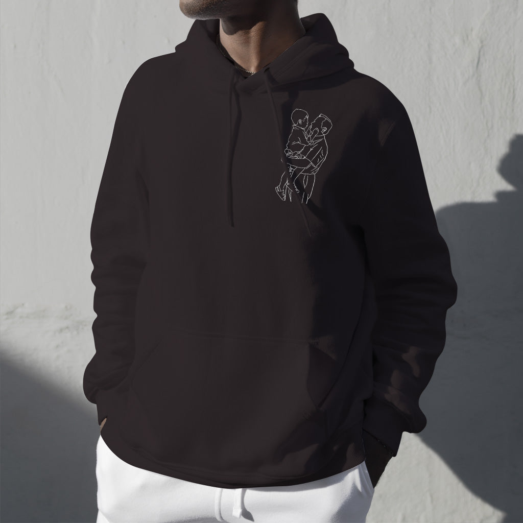 Individuelle Linienzeichnung – Personalisierter bestickter Opa-Hoodie