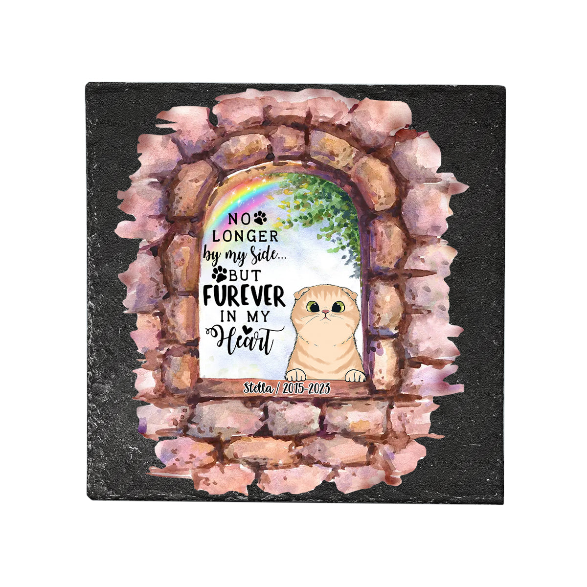 Nicht mehr an meiner Seite – Personalisierter quadratischer Stein in Hundeform