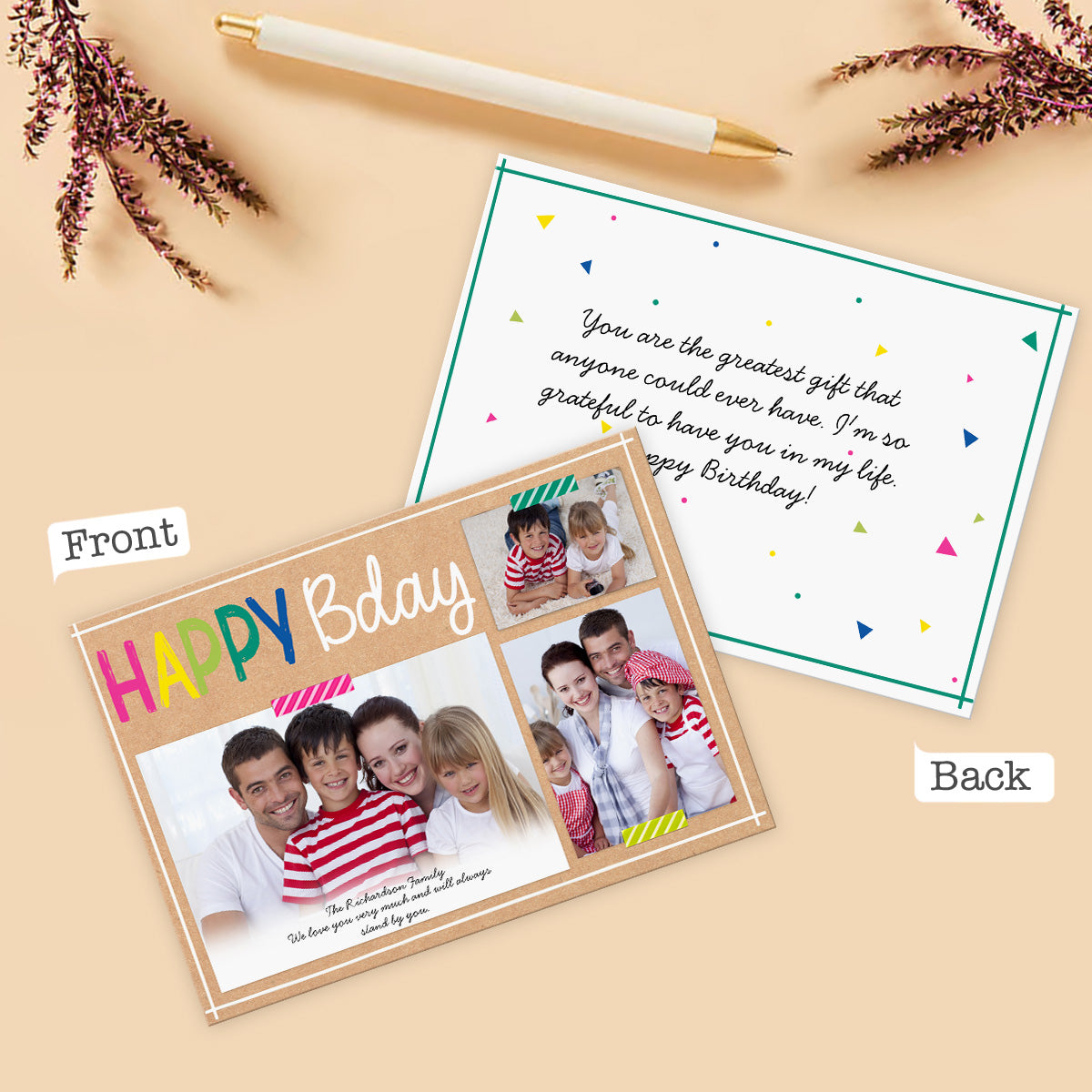 Danke / Alles Gute zum Geburtstag / Ich liebe dich - Personalisierte Grußkarte