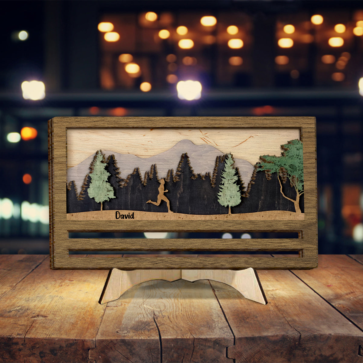 Medal Display - Personalized Running 2 Layered Wood Sign / Wood Plaque