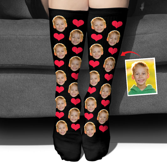 Socken mit individuellem Herzmuster – personalisierte Socken für meinen Enkel