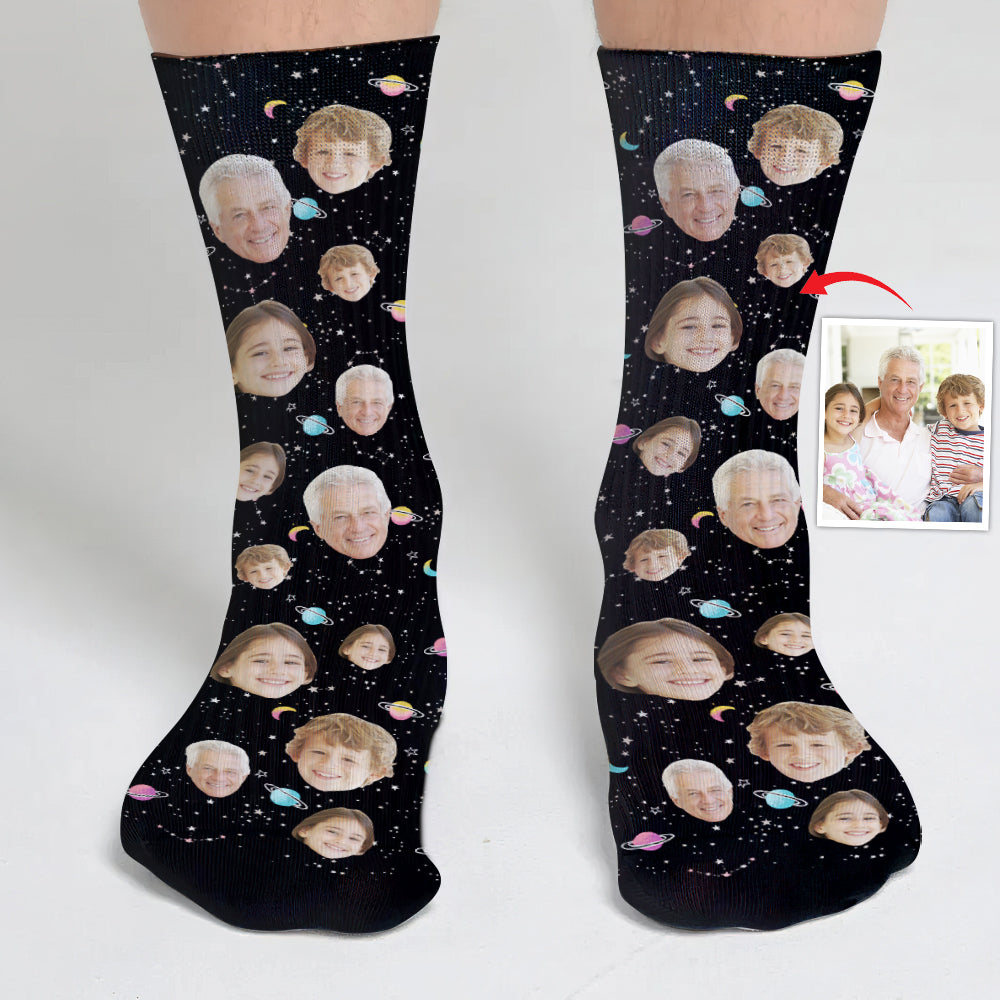Custom Face Galaxy – Personalisierte Opa-Socken