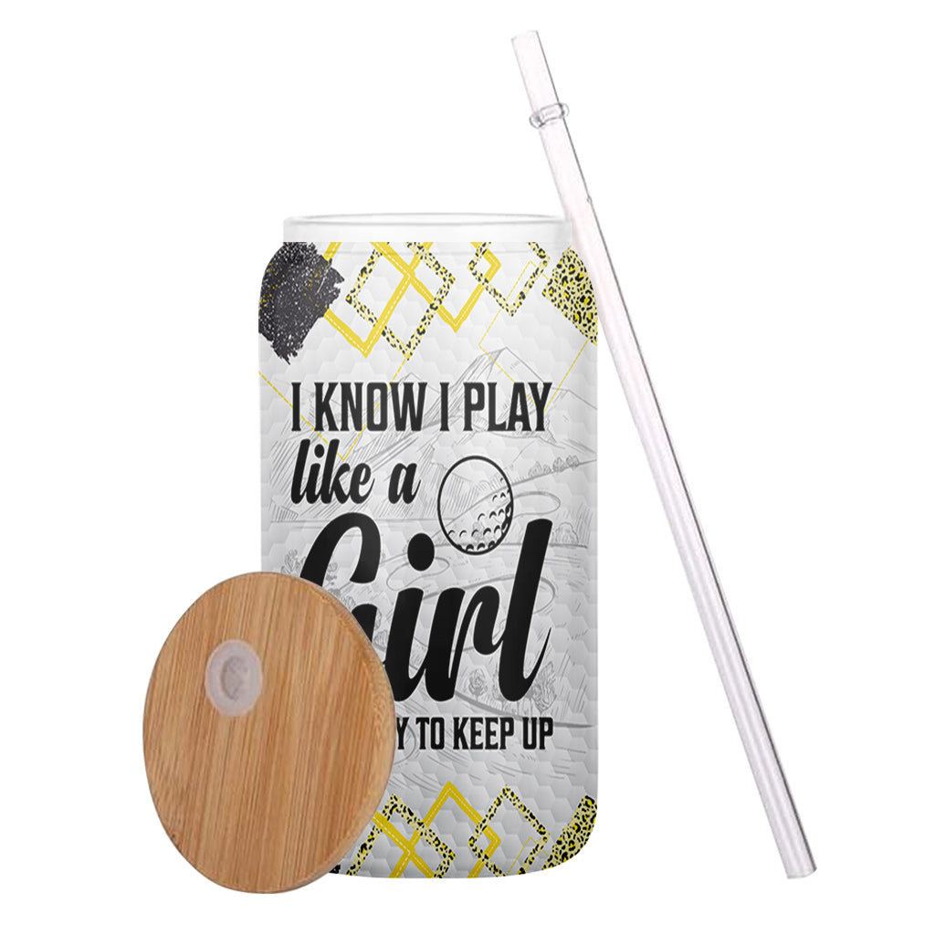 Golf Instruction - Golf gift for her, girlfriend, wife, daughter - Personalized Can Glass