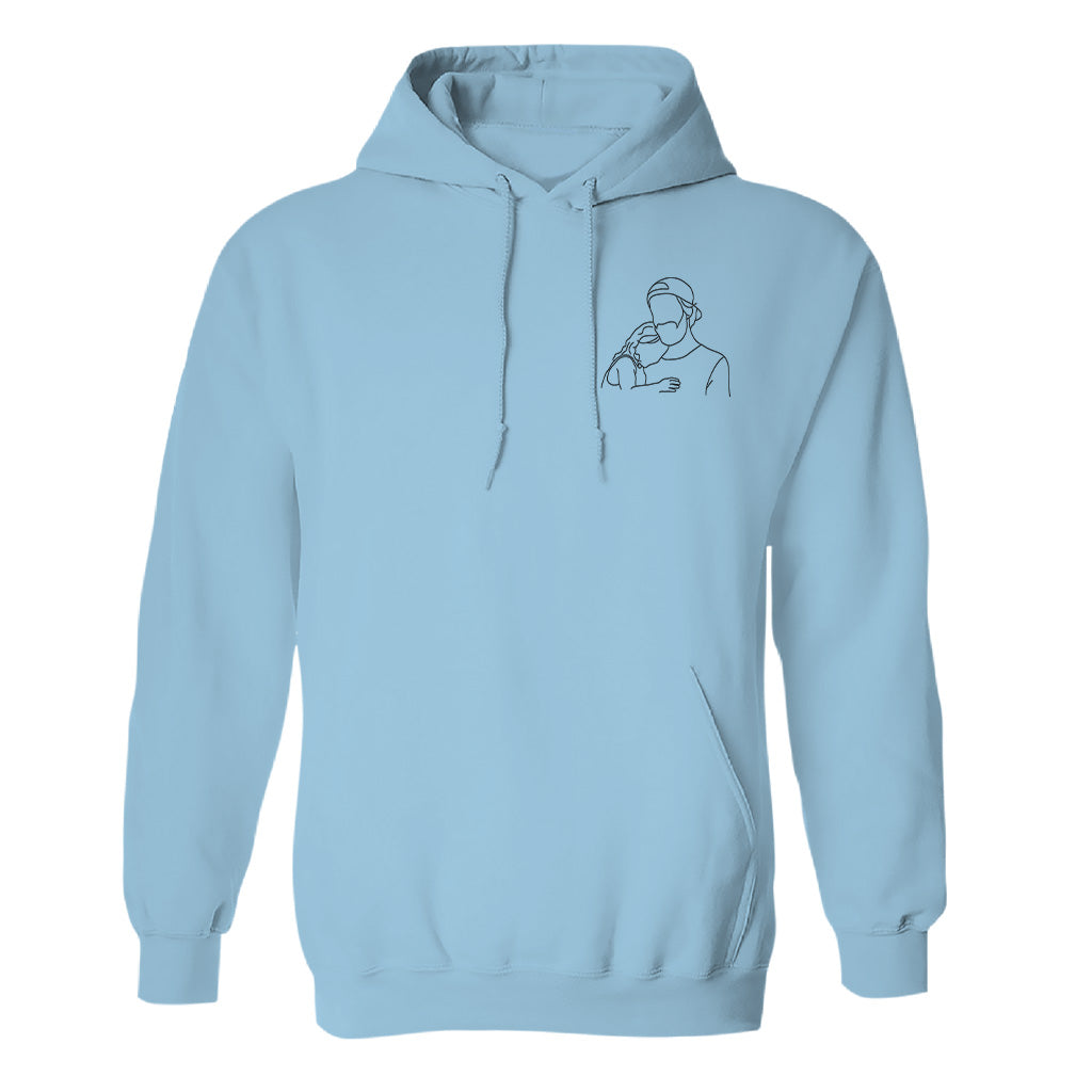 Individuelle Linienzeichnung – Personalisierter bestickter Hoodie für Stiefväter