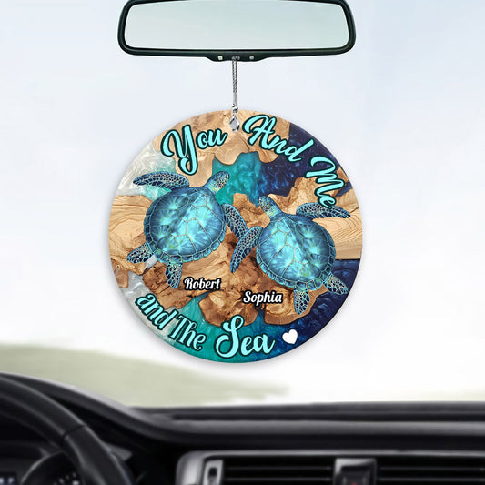 You And Me And The Sea - Personalized Turtle Car Ornament