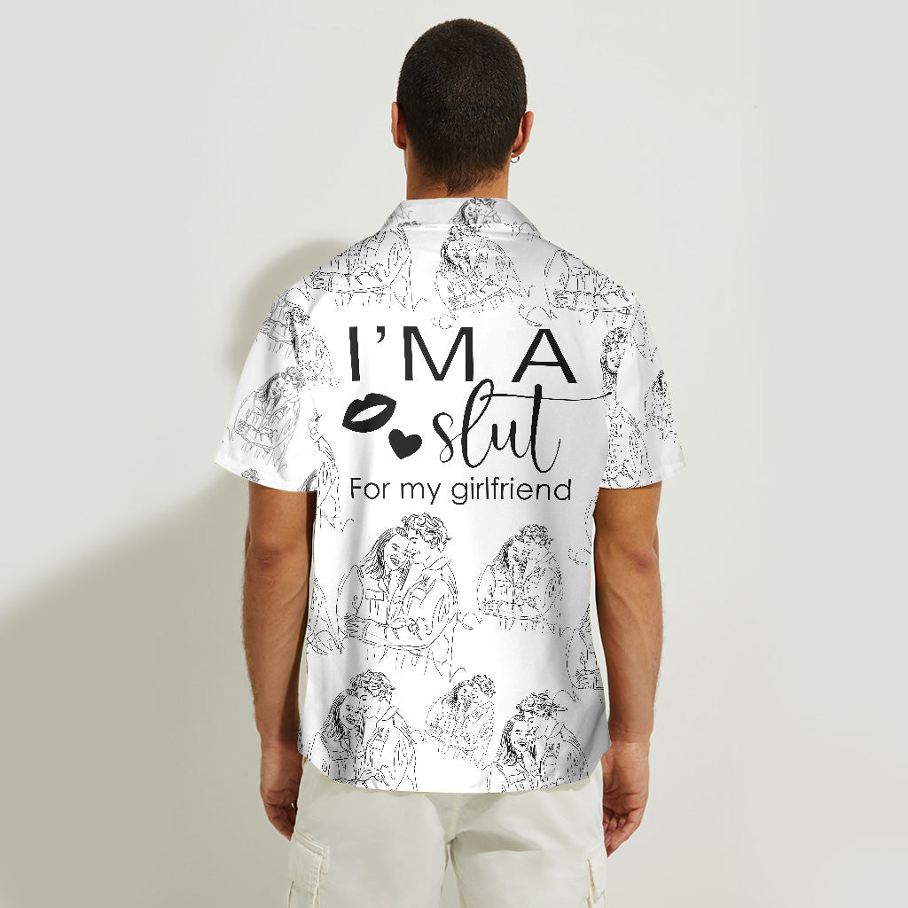 Custom Couple Line Drawing - Boyfriend and Girlfriend gift for boyfriend - Personalized Hawaiian Shirt
