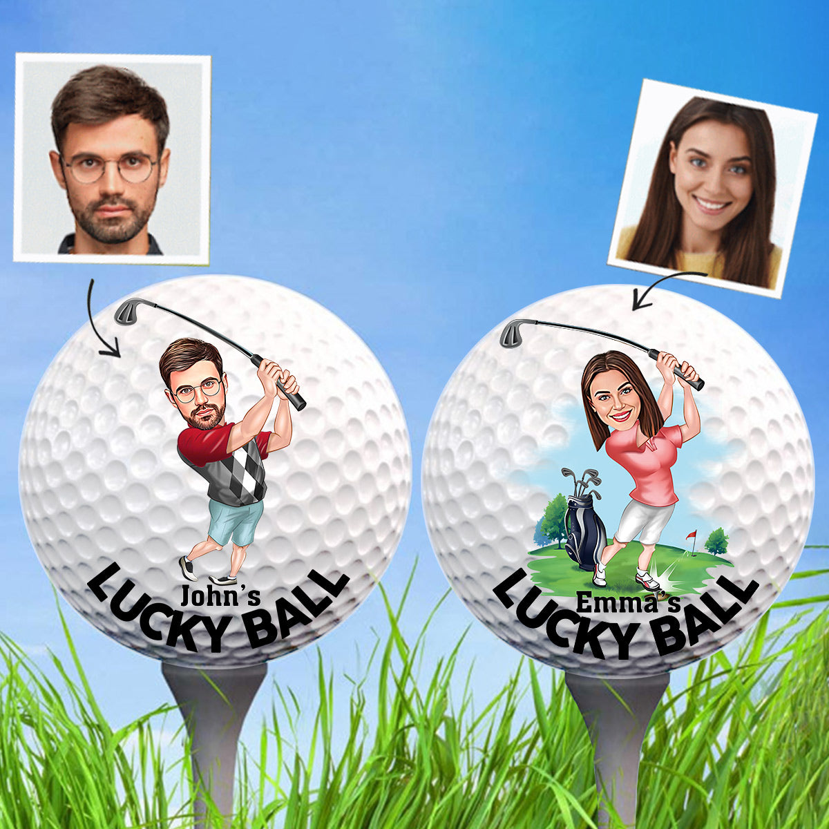 Glücksball – Golfgeschenk für Papa, Opa, Ehemann – Personalisierter Golfball