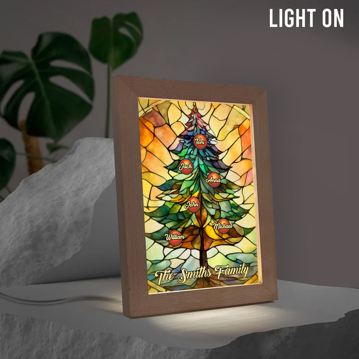 Weihnachtsbaum für die Familie – Personalisierter Familien-Lichter-Fotorahmen