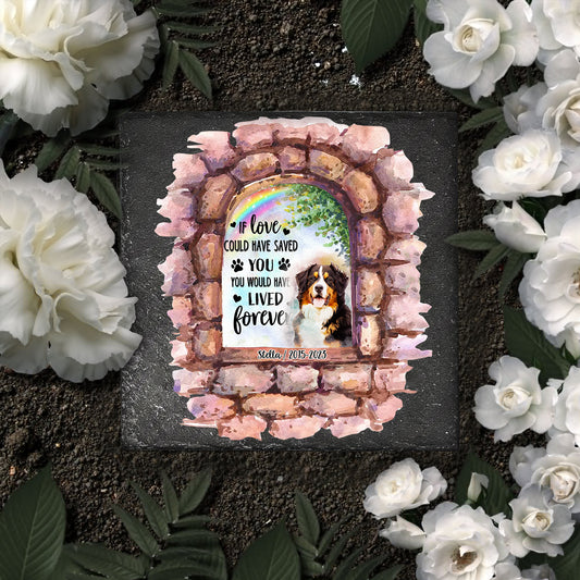 Nicht mehr an meiner Seite – Personalisierter quadratischer Stein in Hundeform