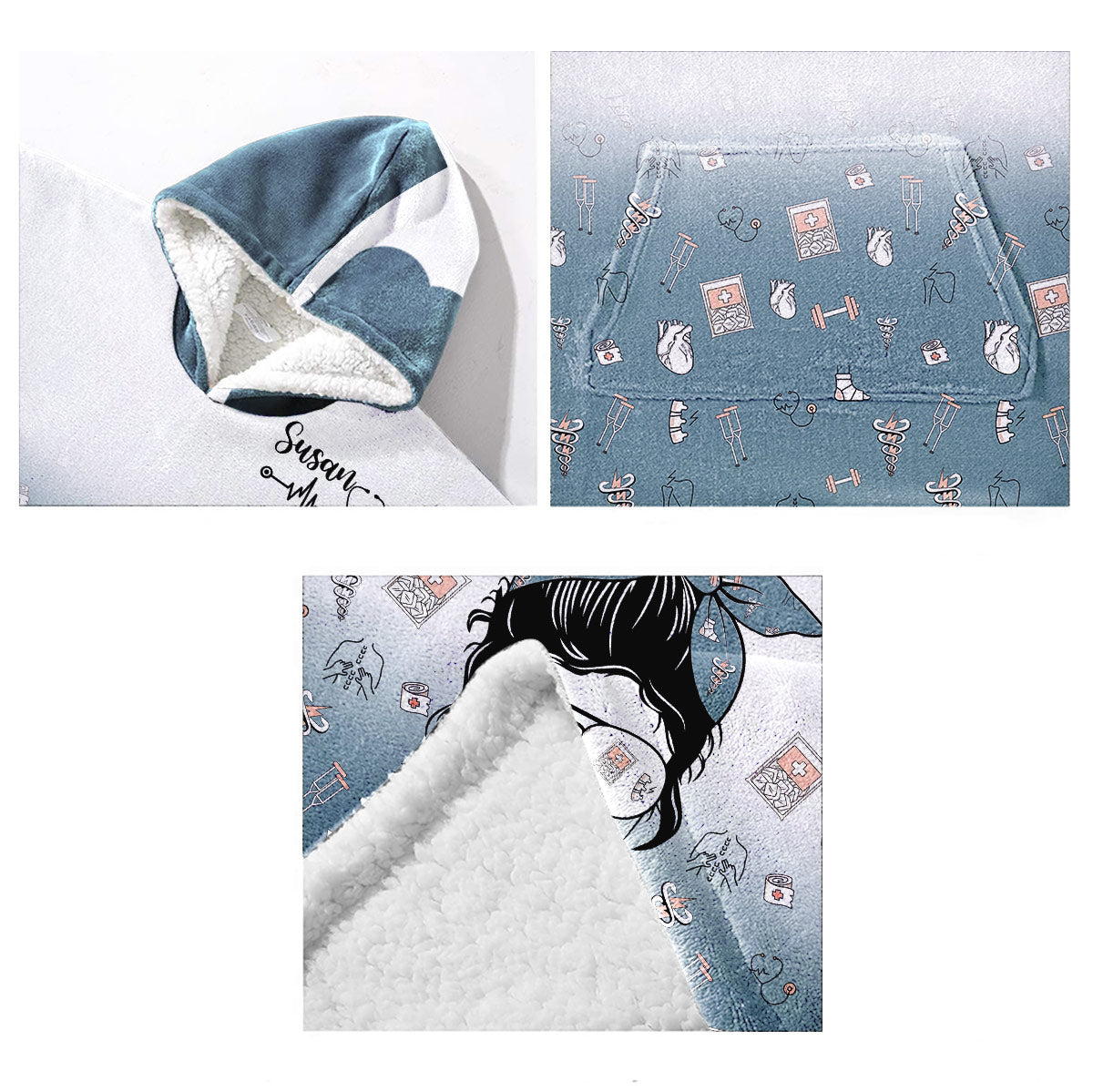 Krankenschwesterjacke – Personalisierter Krankenschwester-Hoodie mit Deckenmotiv