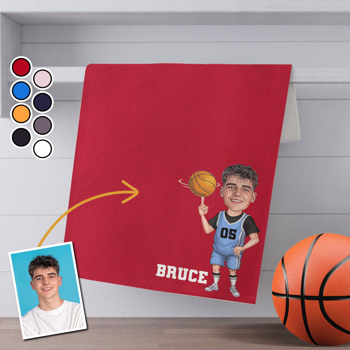 Sportliches Handtuch – Personalisiertes Basketball-Handtuch