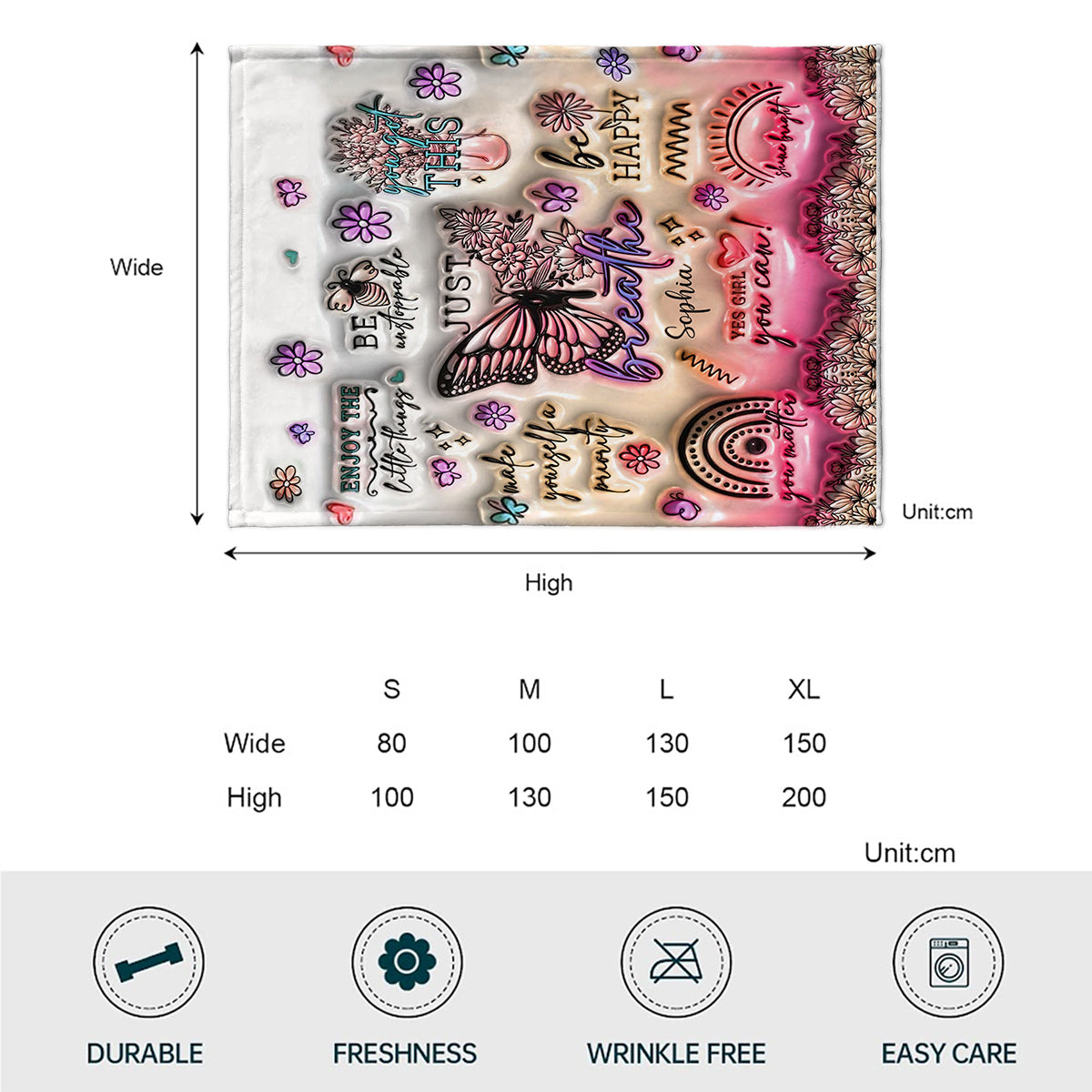 Positive Affirmationen Schmetterling - Personalisierte Schmetterlingsdecke