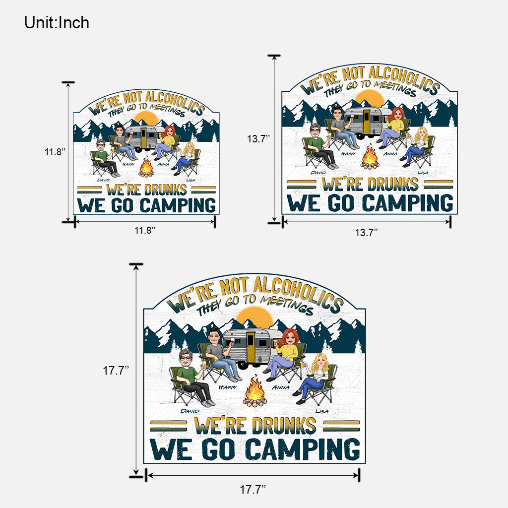 Wir sind Betrunkene, wir gehen zelten - Personalisiertes Camping-Holzschild