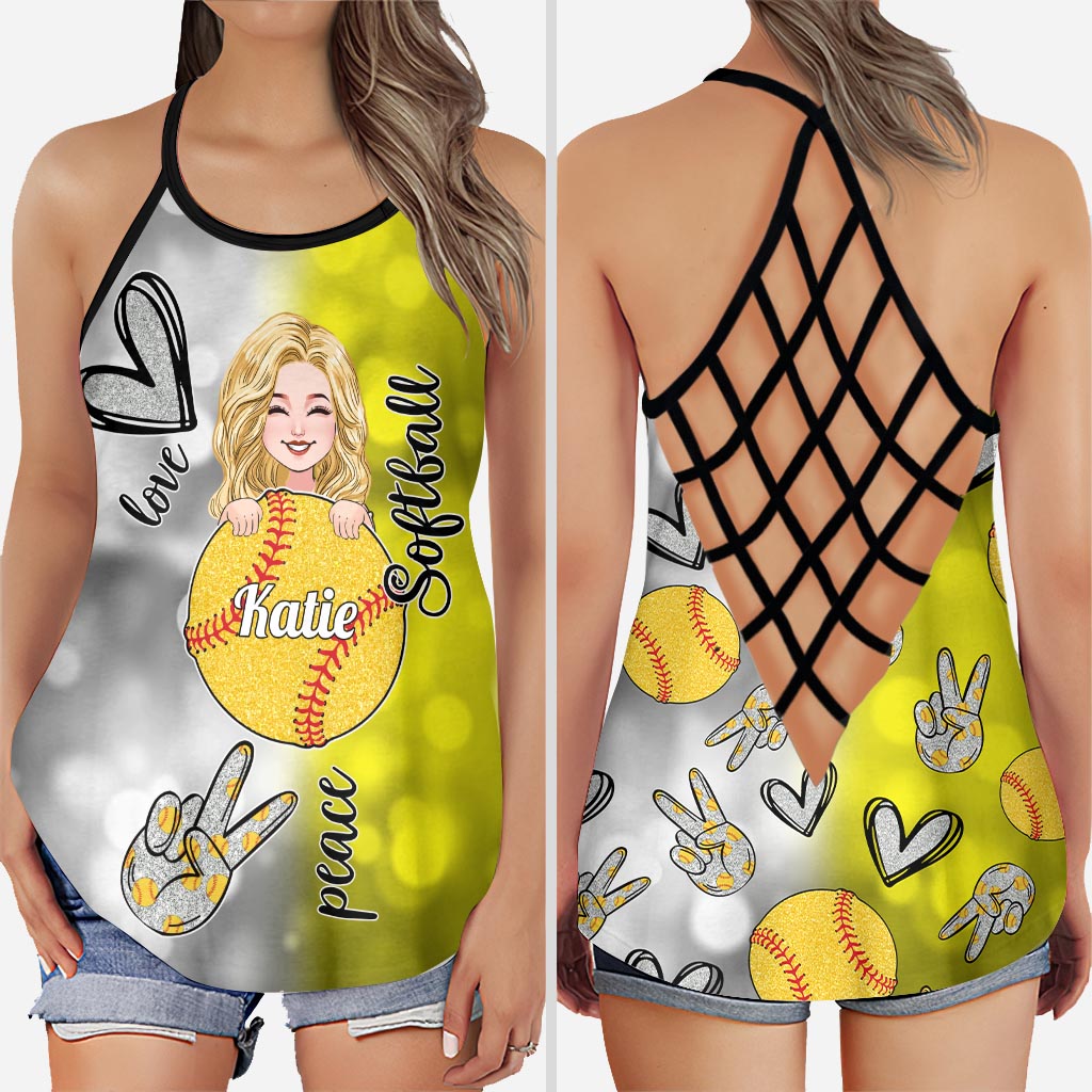 Coole Softball-Mama – Personalisiertes Softball-Tanktop mit Kreuz