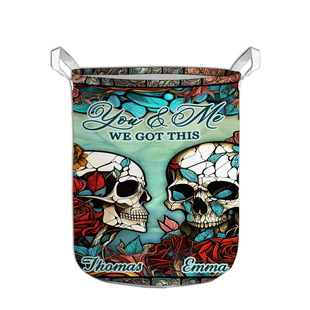 Totenkopf-Paar – Totenkopf-Geschenk für Ehemann, Ehefrau, Freund, Freundin – Personalisierter Aufbewahrungskorb