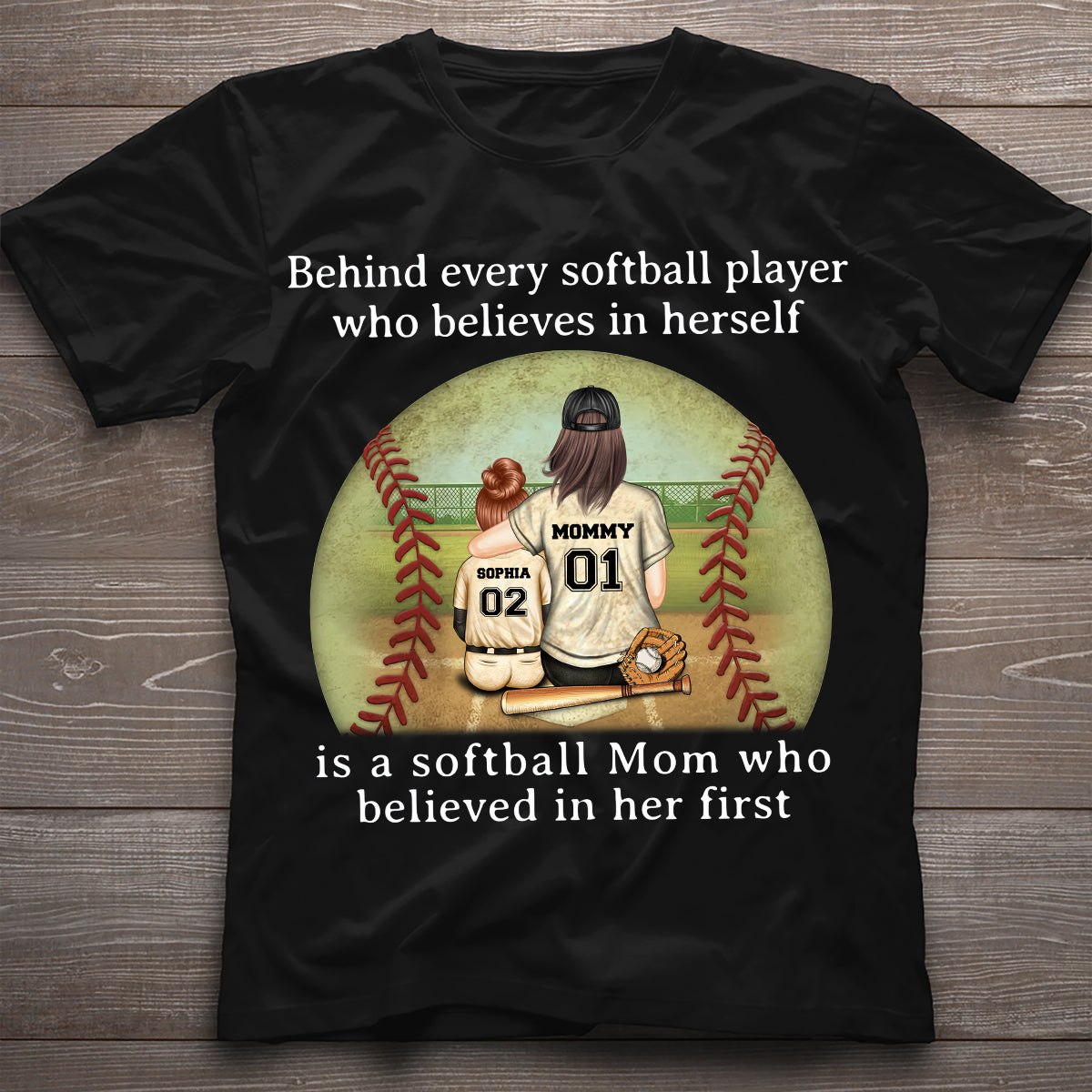 Softball Mom Believe – Personalisiertes Softball-T-Shirt & Hoodie