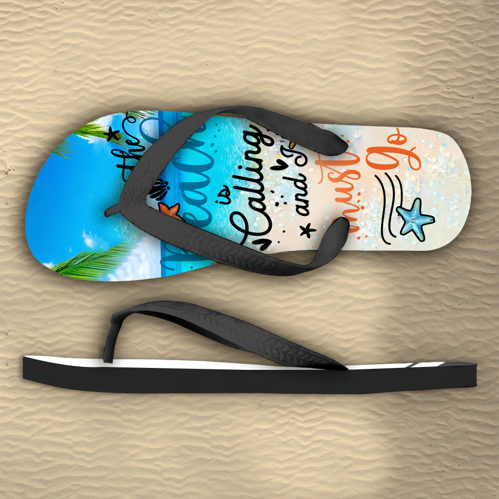 The Beach Is Calling - Personalized Sea Lover Flip Flops