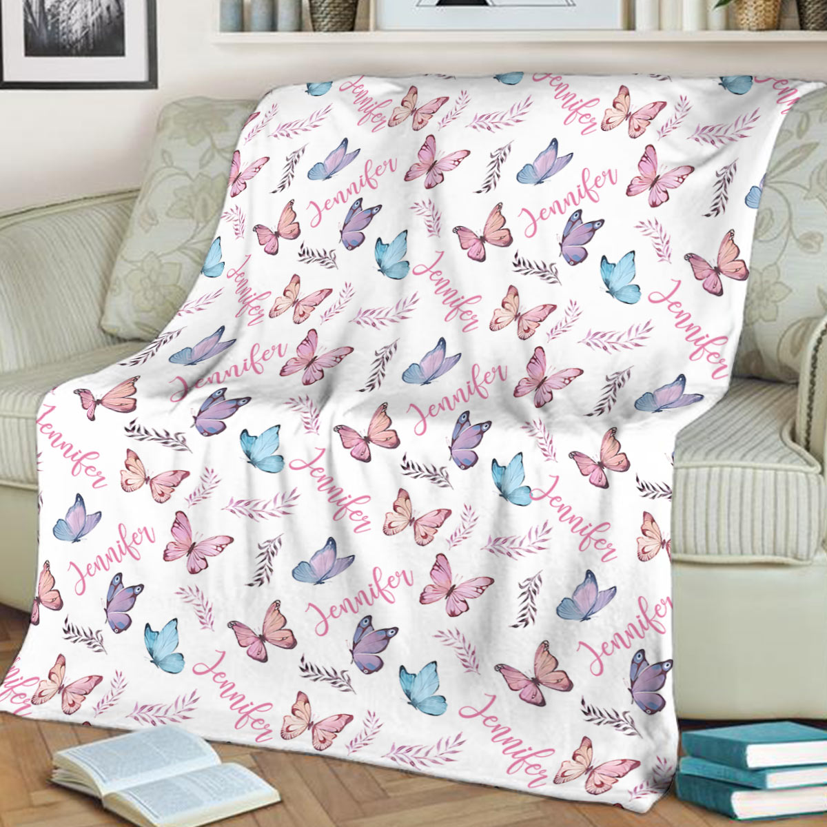 Schmetterlings-Decke mit individuellem Namen – Personalisierte Decke für beste Freundinnen