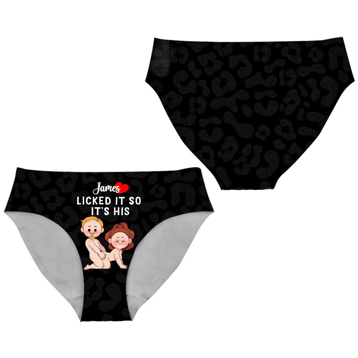 Sie hat ihn gelutscht, also gehört er ihr, und er hat ihn geleckt, also gehört er ihm – personalisierte Damen-Slips und Herren-Boxershorts für Paare