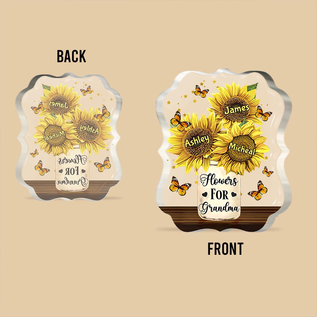 Blumen für Mama – Geschenk für Mama, Oma – Personalisierte Acrylplakette in individueller Form