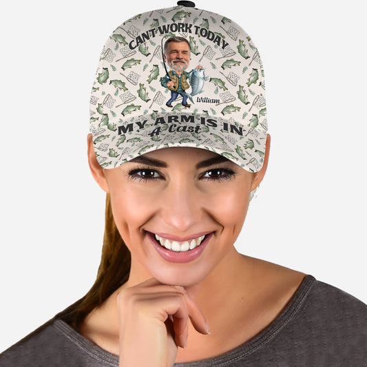 Kann heute nicht arbeiten, mein Arm ist eingegipst - Personalisierte Angel-Klassikerkappe