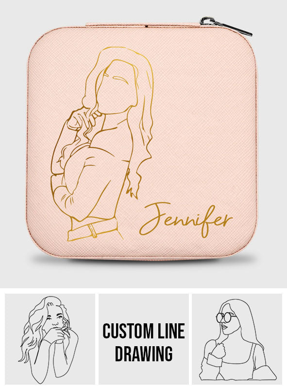 Custom Line Drawing - gift for grandma, mom, aunt, daughter, sister, granddaughter, wife, girlfriend - Personalized Jewelry Box