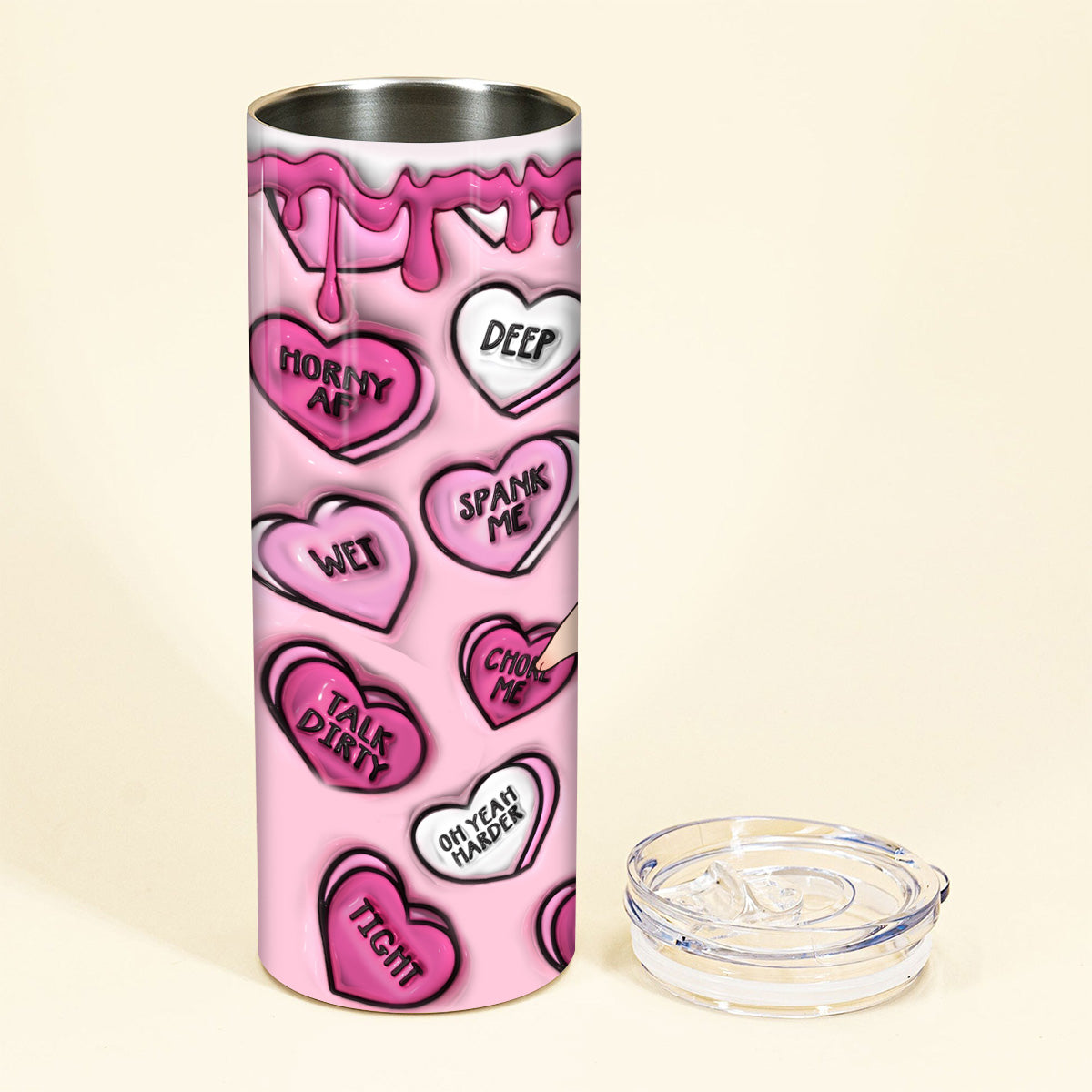 My Favorite Place Is Inside Your Hug Heart Candy - Personalized Couple Skinny Tumbler
