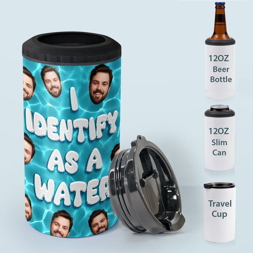 Ich identifiziere mich als Wasser – Biergeschenk für Papa, ihn, Ehemann, Freund – Personalisierter Dosenkühler