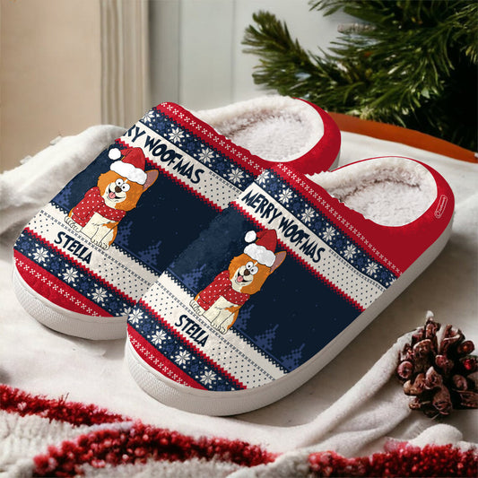 Meowy Christmas Merry Woofmas - Gift for dog lovers, cat lover - Personalized Slippers