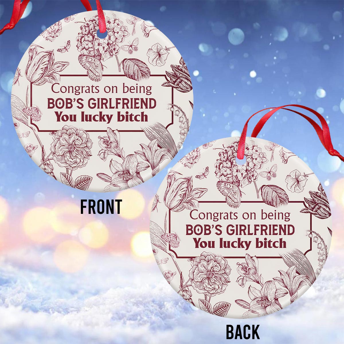 Herzlichen Glückwunsch, dass du meine Freundin/mein Freund/meine Frau/mein Mann bist! Du hast Glück! – Geschenk für Freund, Ehefrau, Ehemann, Freundin – Personalisierter Keramik-Kreis