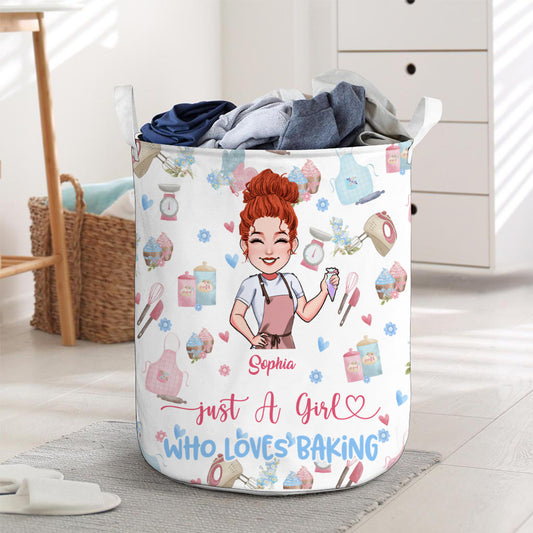 Einfach ein Mädchen, das Backen liebt – personalisierter Aufbewahrungskorb für Backwaren