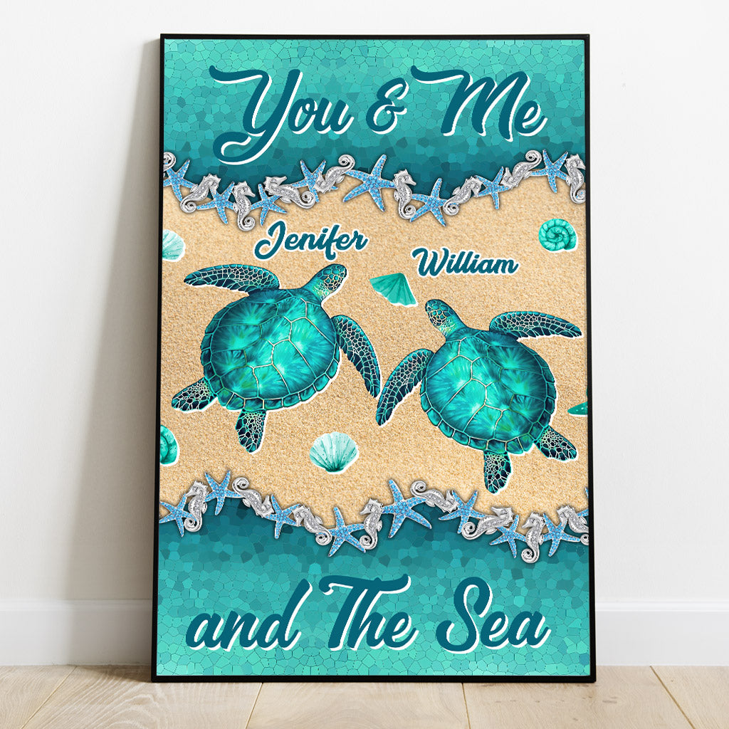 Salty Lil' Beach – Personalisierte Schildkröten-Leinwand und Poster