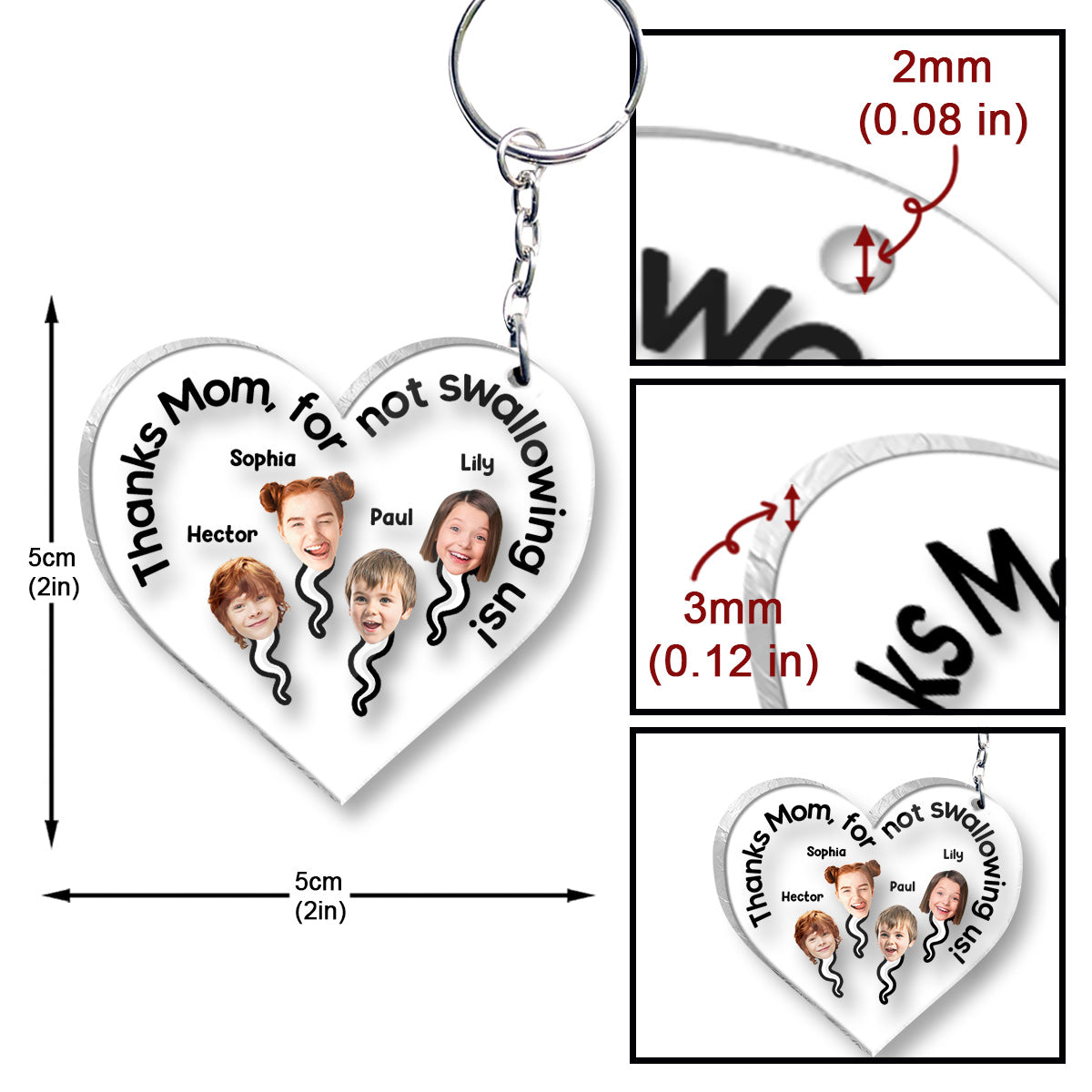 Danke Mama, dass du uns nicht verschluckt hast – Personalisierter transparenter Mutter-Schlüsselanhänger