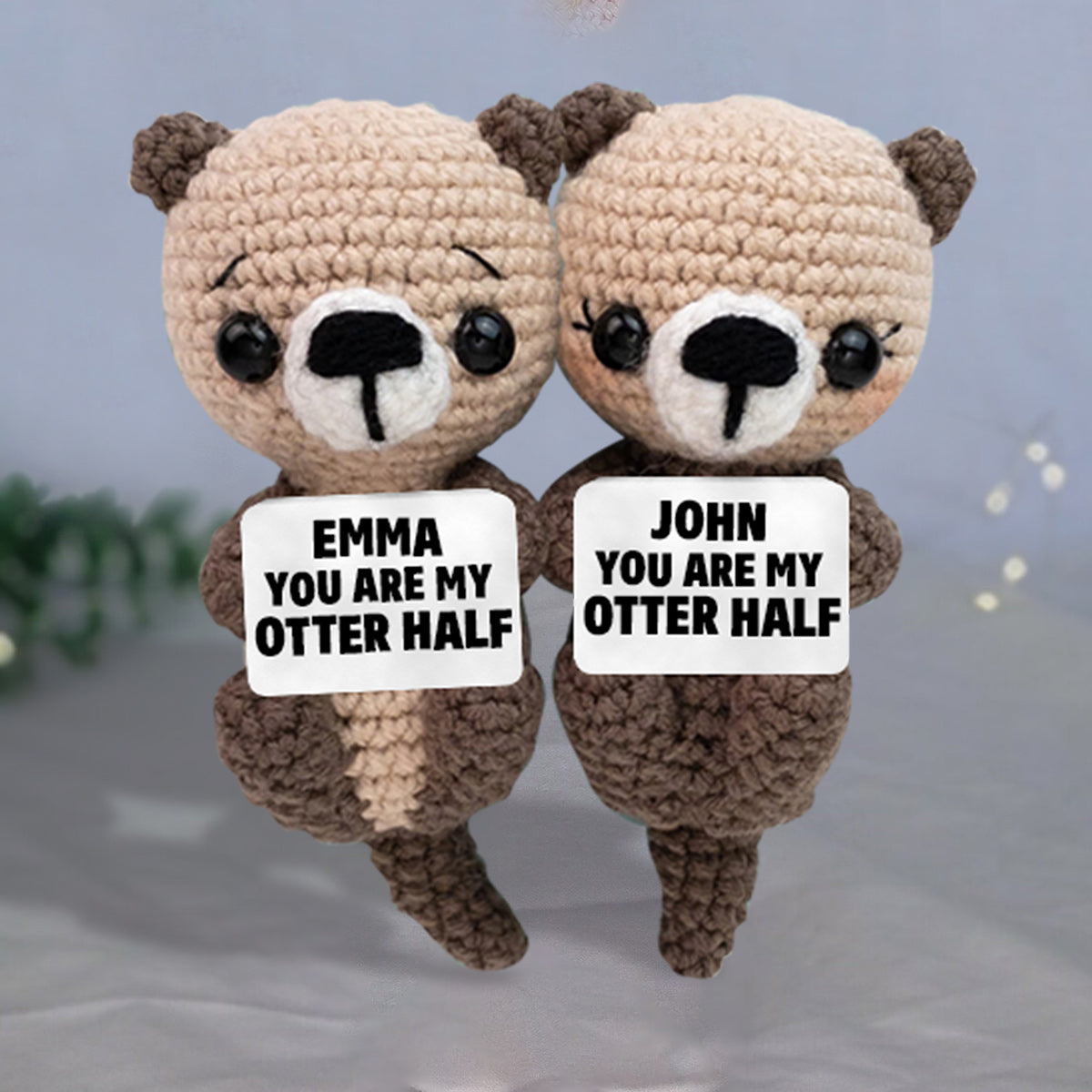 Du bist meine Otterhälfte – Personalisierte handgestrickte Pärchenfigur