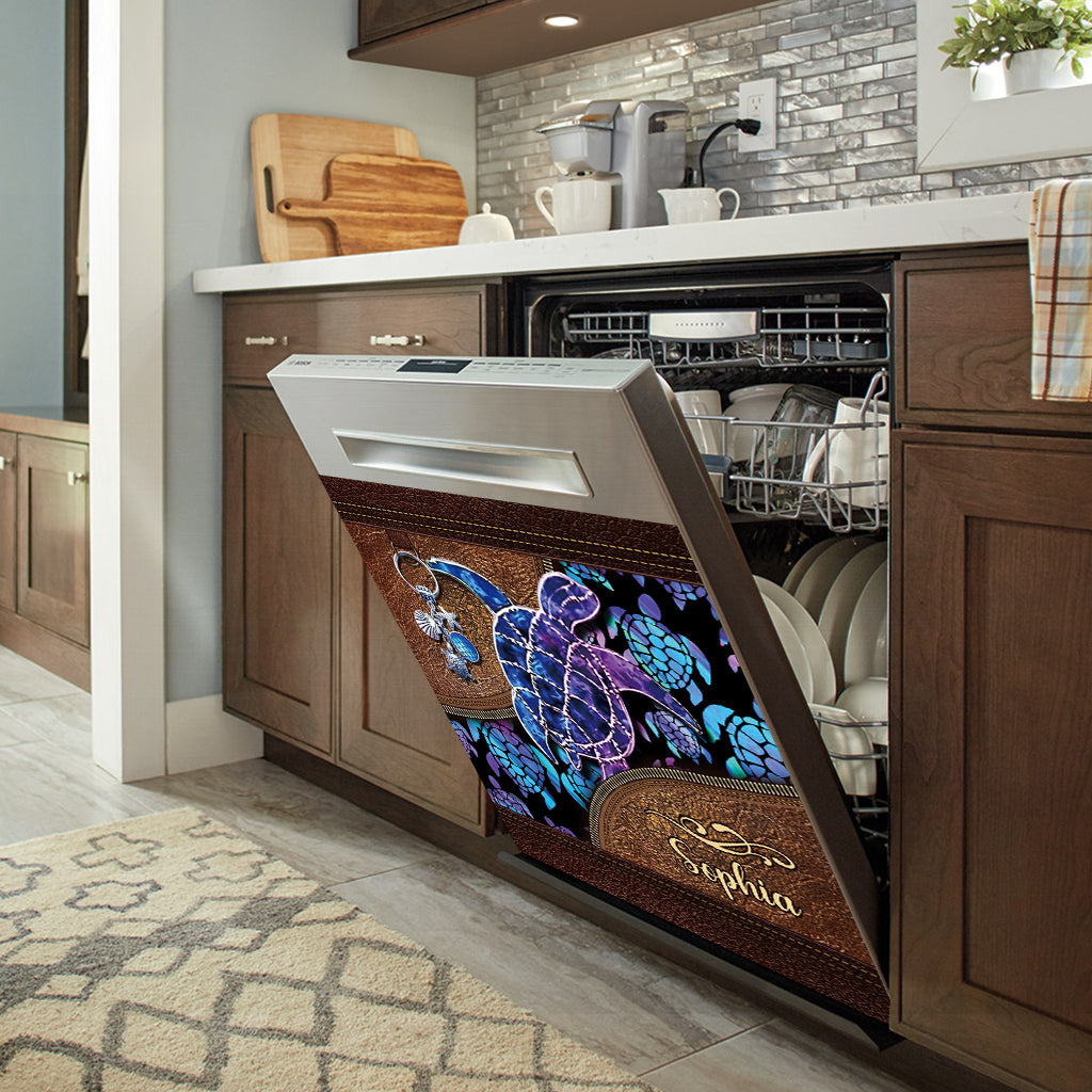 Salty Lil' Beach – Personalisierte Spülmaschinenabdeckung mit Schildkrötenmotiv