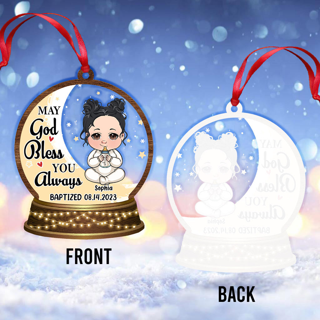 Gott segne dich immer – Personalisierter transparenter Anhänger für Neugeborene