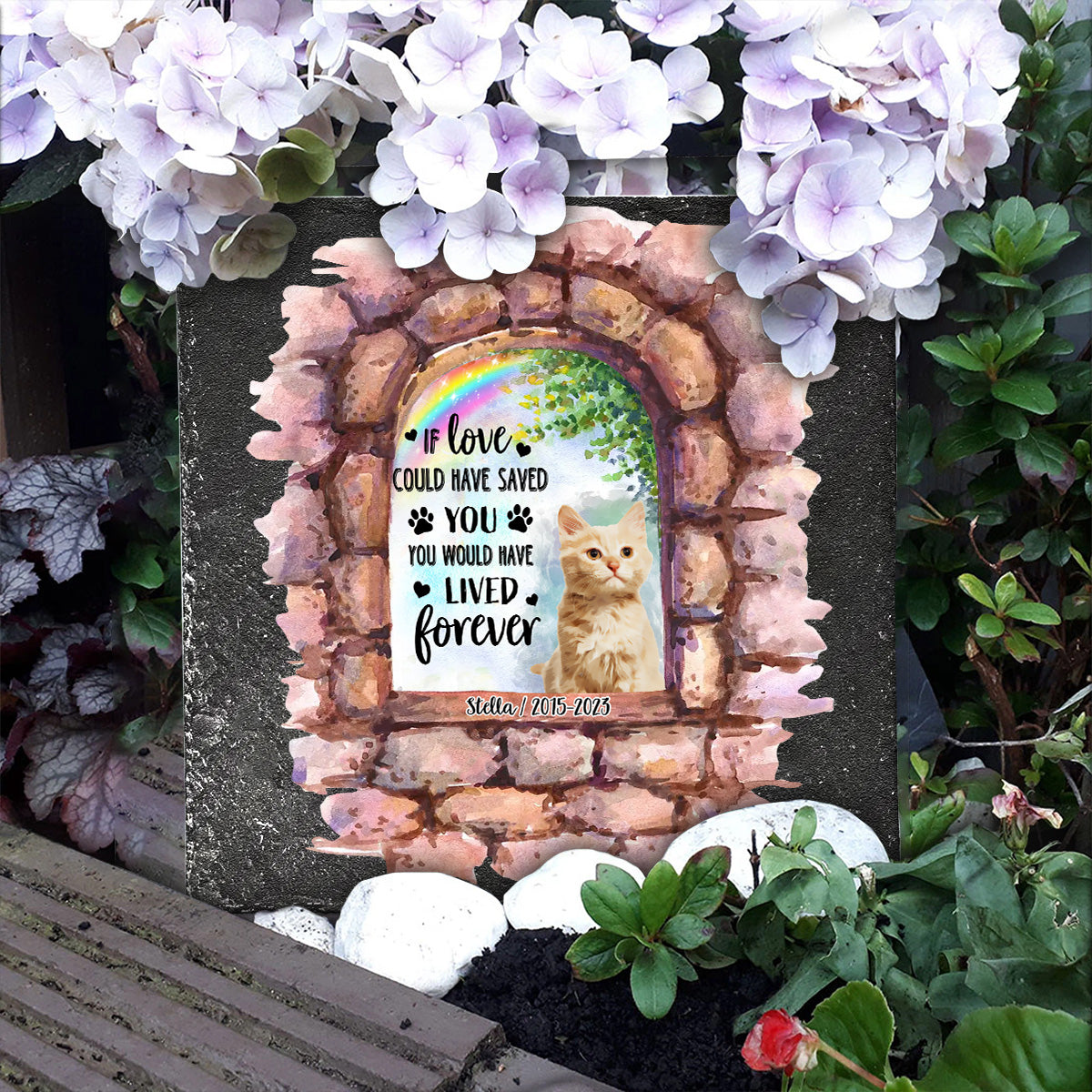 Nicht mehr an meiner Seite – Personalisierter quadratischer Stein in Hundeform