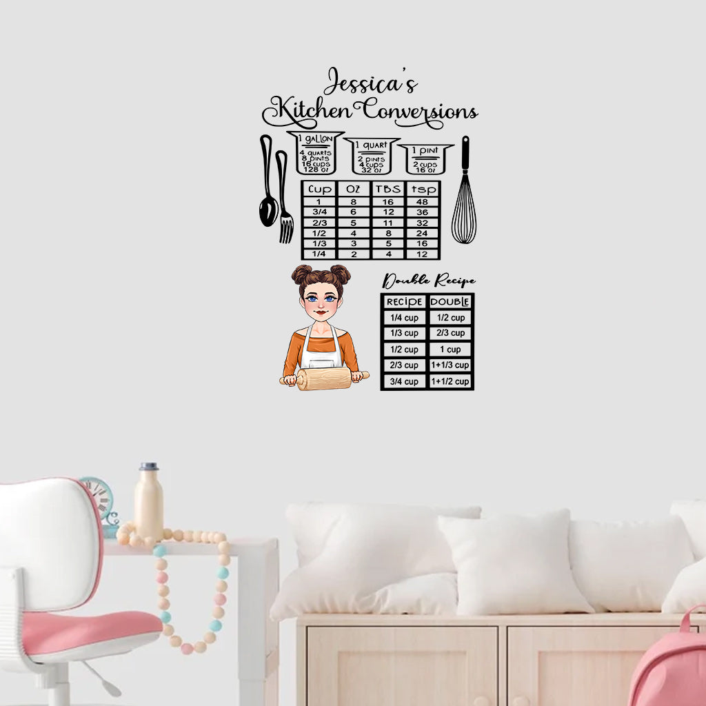 Küchenmaßumrechnungen – Kochgeschenk für Mama, Ehefrau, sie – Personalisierter Aufkleber