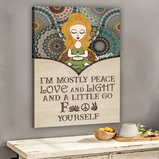 Ich bin größtenteils Frieden – Personalisierte Yoga-Leinwand und Poster