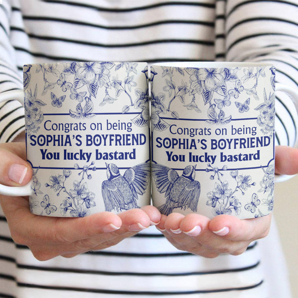 Herzlichen Glückwunsch, dass du meine Freundin/mein Freund/meine Frau/mein Mann bist! Du hast Glück! – Geschenk für Ehemann, Freund, Ehefrau, Freundin – Personalisierte Tasse