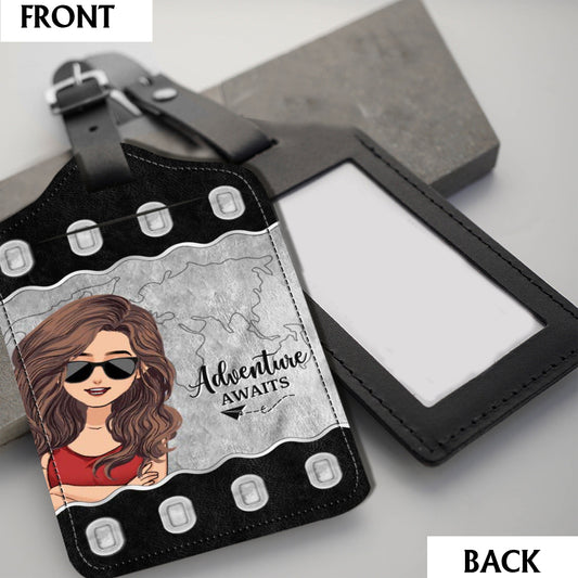 It's Time For New Adventure - Travelling gift for mom, daughter, granddaughter, wife, girlfriend, friend - Personalized Leather Luggage Tag