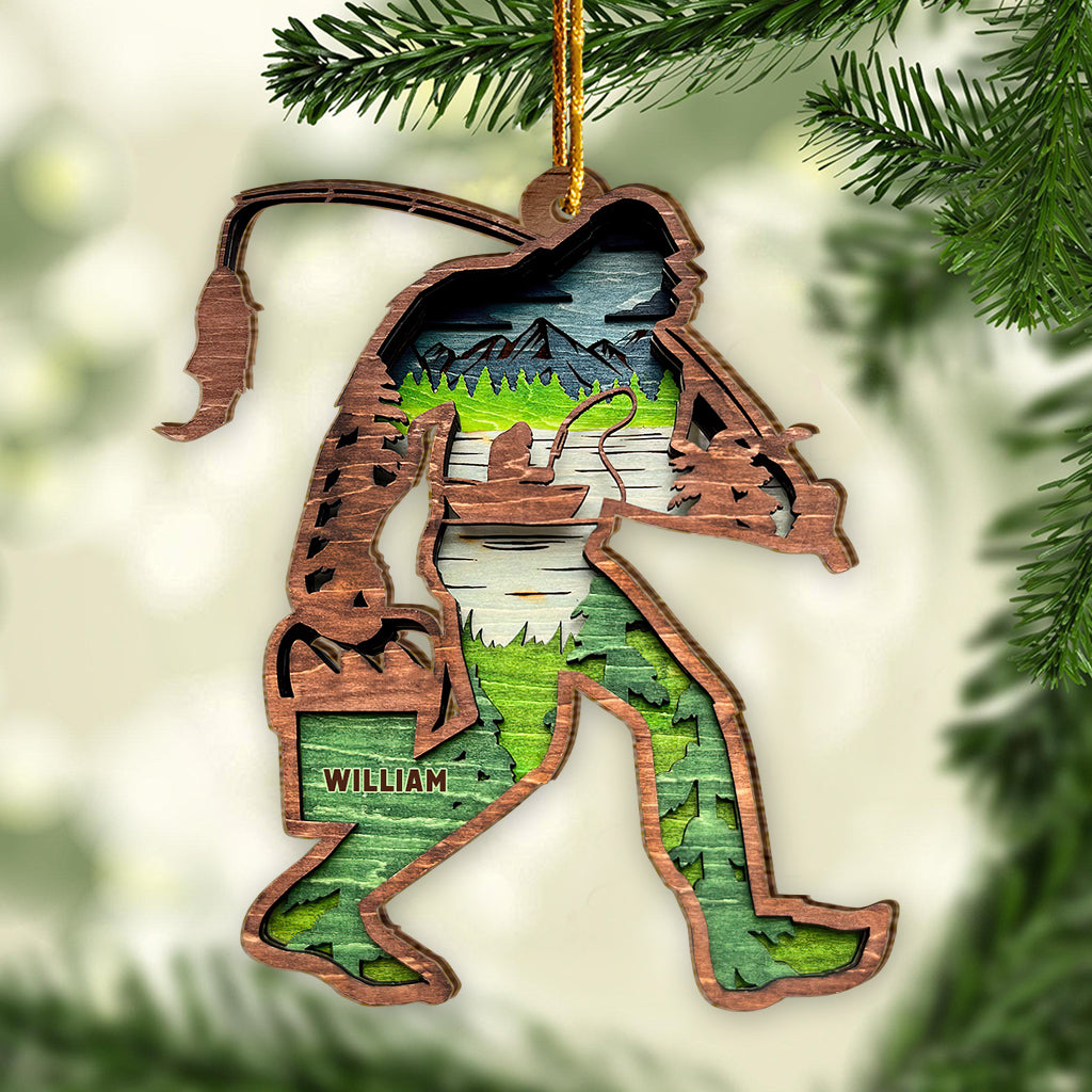 Bigfoot mit Angelrute – Personalisierter Angelschmuck