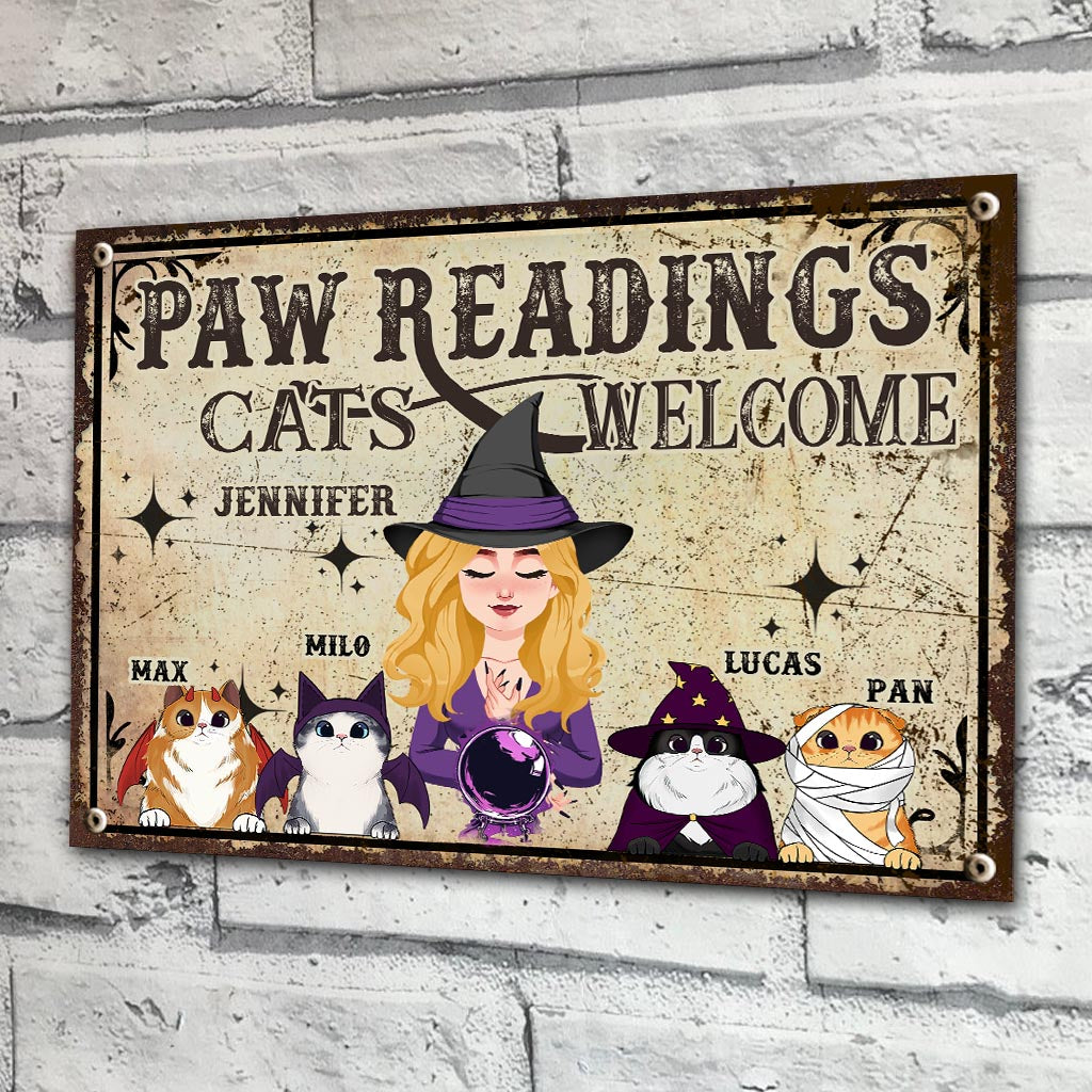 Pfotenlesen - Personalisiertes rechteckiges Metallschild „Hexe“