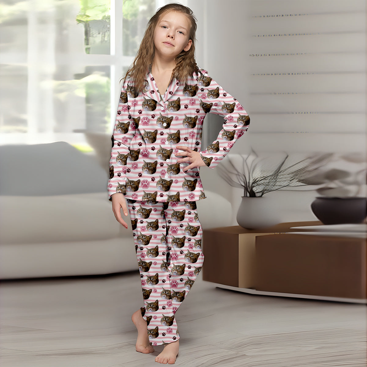 Hundemama-Vibes – Personalisierter Hunde-Pyjama mit Knopfleiste