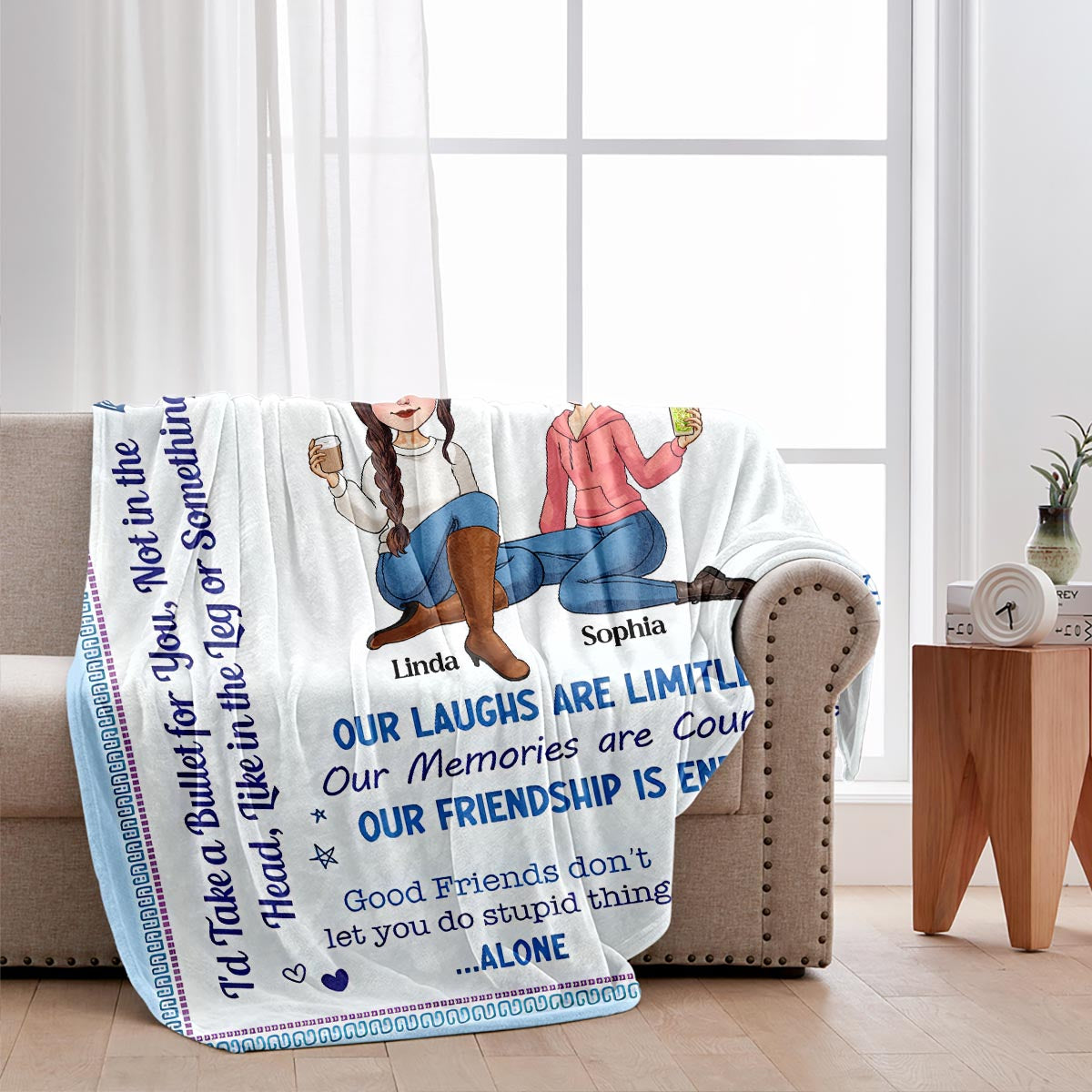 Für immer beste Freundinnen - Personalisierte Freundschaftsdecke